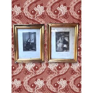 Antique 19th C Charpentier French Engravings Set of 2 – Gilt Frames 7x9